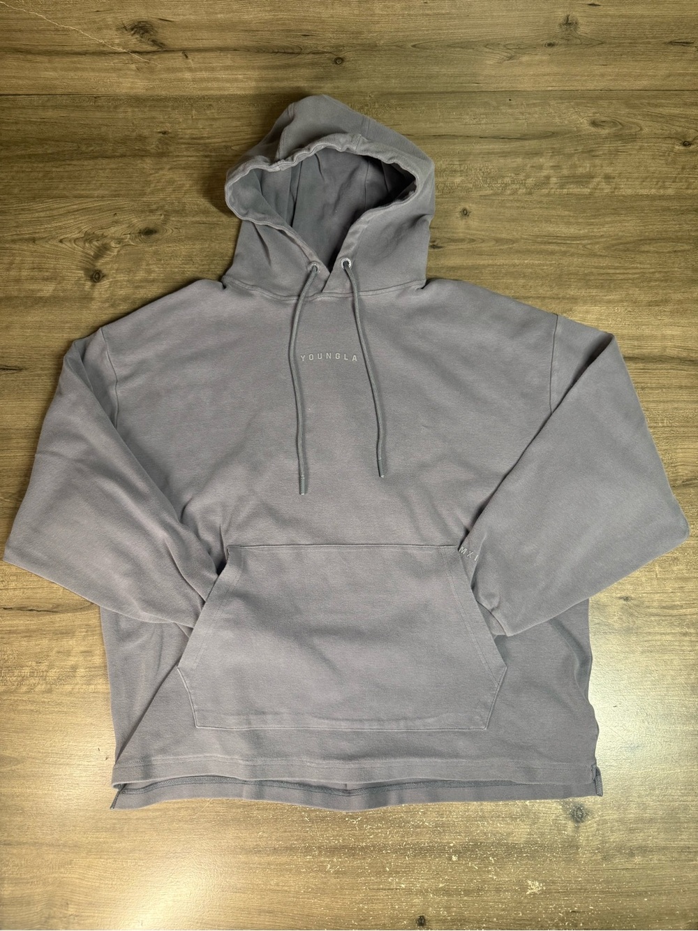 YoungLA Hoodie Mens XL Gray Oversized Pump Cover Model 534 MMXIV Gym Streetwear